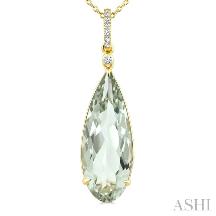 Evoque Gemstone Pear Shape & Diamond Pendant