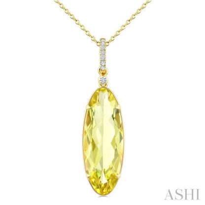 Evoque Gemstone Oval Shape & Diamond Pendant