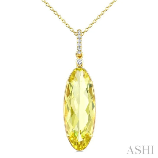 Evoque Gemstone Oval Shape & Diamond Pendant