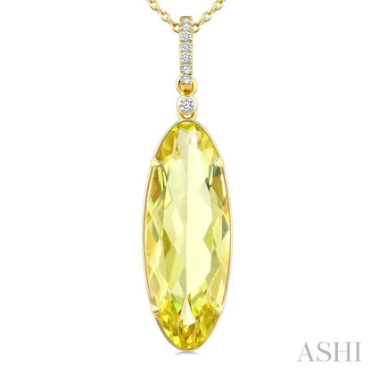 Evoque Gemstone Oval Shape & Diamond Pendant