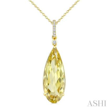 Evoque Gemstone Pear Shape & Diamond Pendant