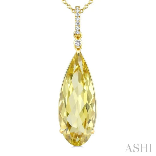Evoque Gemstone Pear Shape & Diamond Pendant