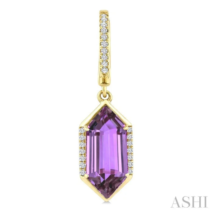 Evoque Gemstone Hexagon Shape & Diamond Earrings