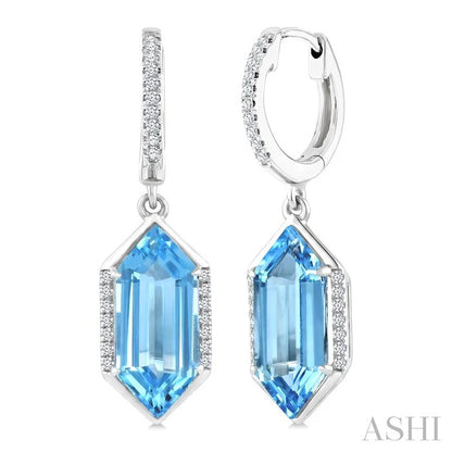 Evoque Gemstone Hexagon Shape & Diamond Earrings
