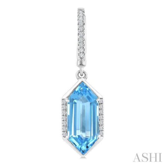 Evoque Gemstone Hexagon Shape & Diamond Earrings
