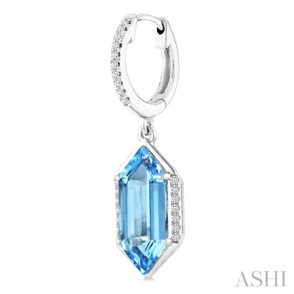 Evoque Gemstone Hexagon Shape & Diamond Earrings