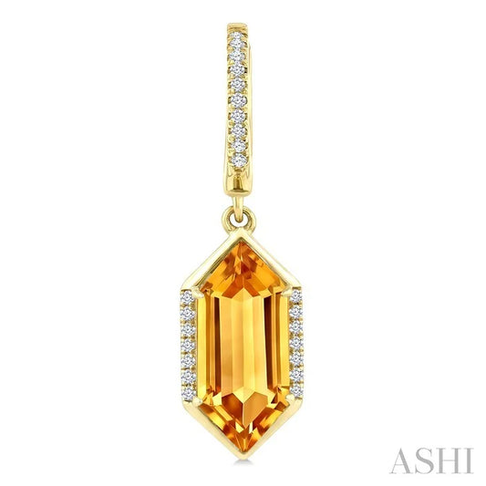 Evoque Gemstone Hexagon Shape & Diamond Earrings