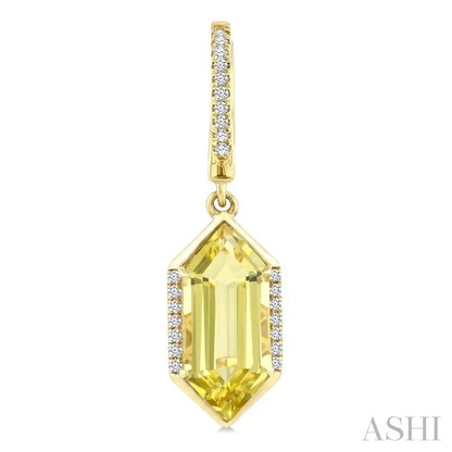 Evoque Gemstone Hexagon Shape & Diamond Earrings