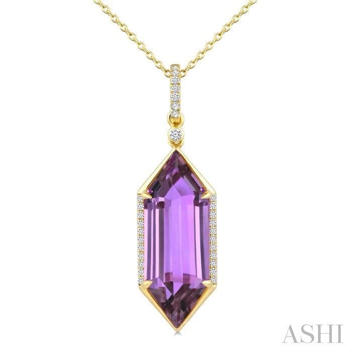 Evoque Gemstone Hexagon Shape & Diamond Pendant