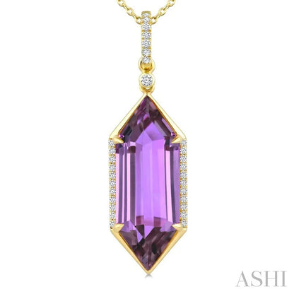 Evoque Gemstone Hexagon Shape & Diamond Pendant