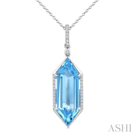 Evoque Gemstone Hexagon Shape & Diamond Pendant