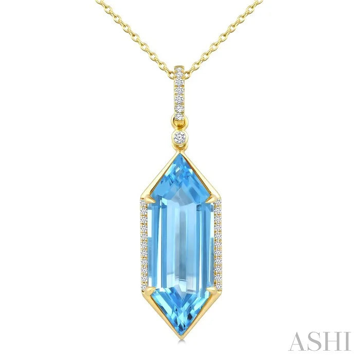 Evoque Gemstone Hexagon Shape & Diamond Pendant