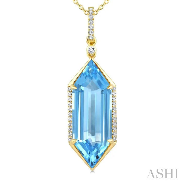 Evoque Gemstone Hexagon Shape & Diamond Pendant