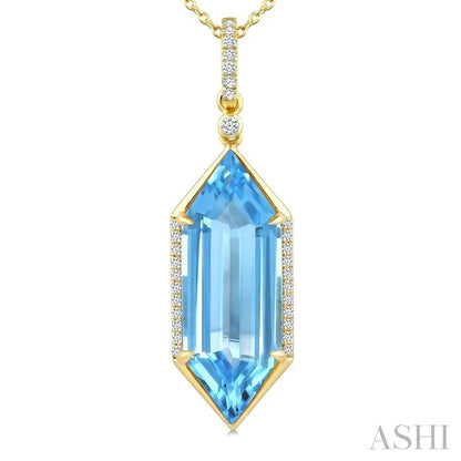 Evoque Gemstone Hexagon Shape & Diamond Pendant