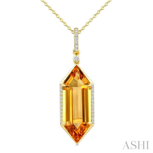 Evoque Gemstone Hexagon Shape & Diamond Pendant