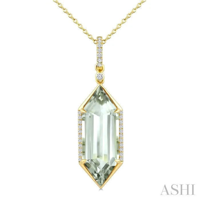 Evoque Gemstone Hexagon Shape & Diamond Pendant