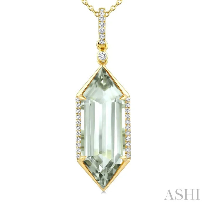 Evoque Gemstone Hexagon Shape & Diamond Pendant