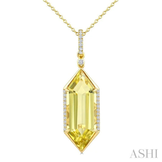 Evoque Gemstone Hexagon Shape & Diamond Pendant