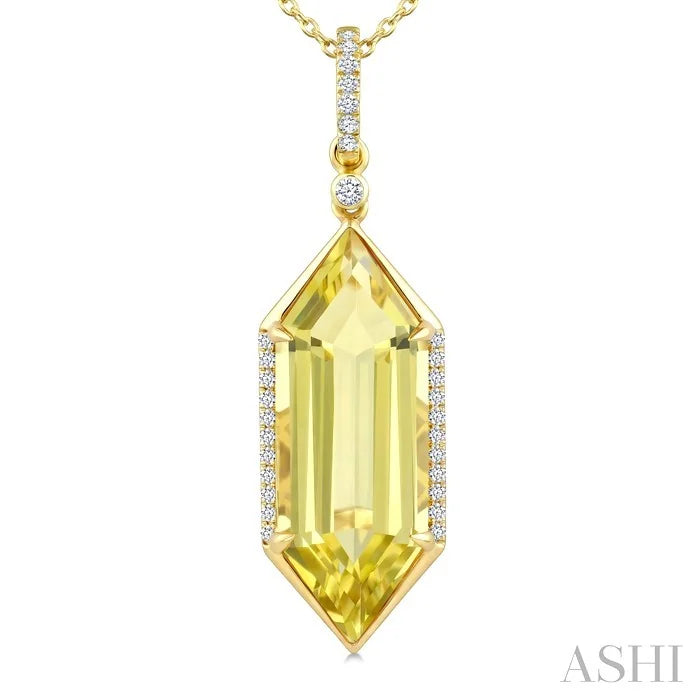 Evoque Gemstone Hexagon Shape & Diamond Pendant