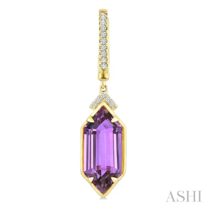 Evoque Gemstone Hexagon Shape & Diamond Earrings