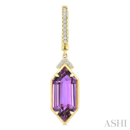 Evoque Gemstone Hexagon Shape & Diamond Earrings