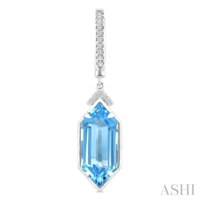 Evoque Gemstone Hexagon Shape & Diamond Earrings