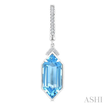 Evoque Gemstone Hexagon Shape & Diamond Earrings
