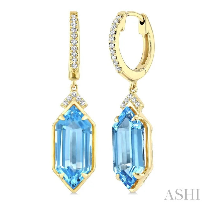Evoque Gemstone Hexagon Shape & Diamond Earrings