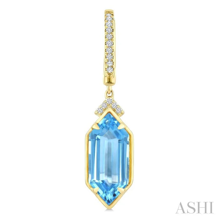 Evoque Gemstone Hexagon Shape & Diamond Earrings