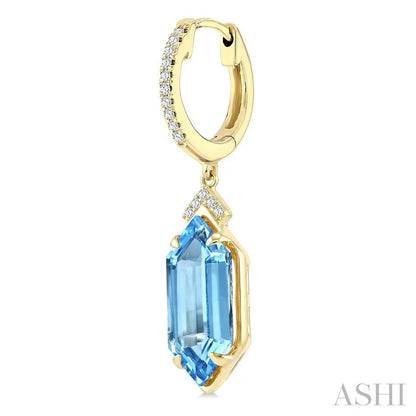 Evoque Gemstone Hexagon Shape & Diamond Earrings
