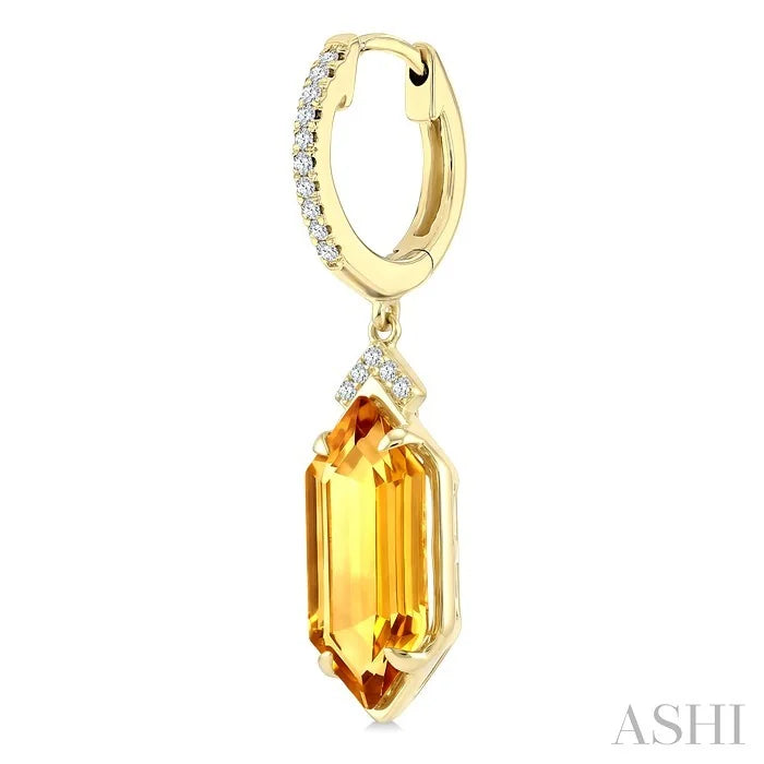 Evoque Gemstone Hexagon Shape & Diamond Earrings