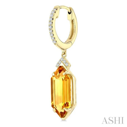 Evoque Gemstone Hexagon Shape & Diamond Earrings