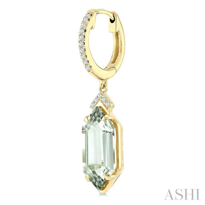 Evoque Gemstone Hexagon Shape & Diamond Earrings