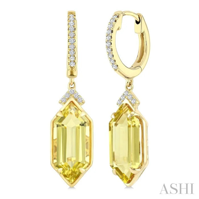 Evoque Gemstone Hexagon Shape & Diamond Earrings