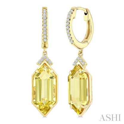 Evoque Gemstone Hexagon Shape & Diamond Earrings