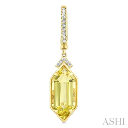 Evoque Gemstone Hexagon Shape & Diamond Earrings
