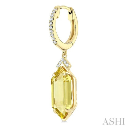 Evoque Gemstone Hexagon Shape & Diamond Earrings