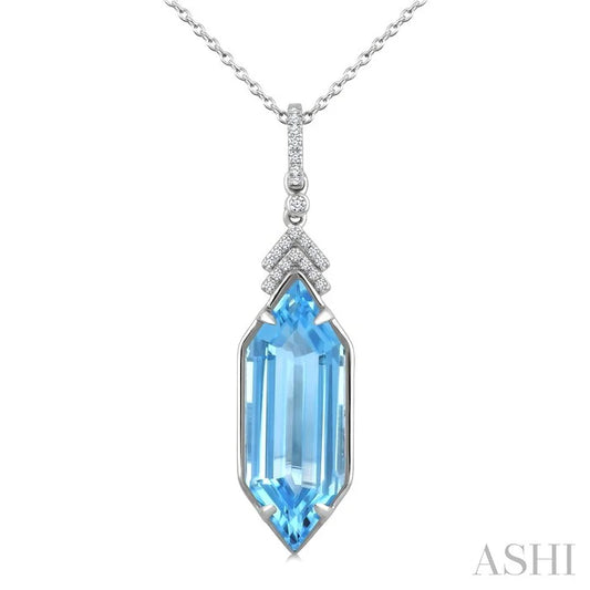 Evoque Gemstone Hexagon Shape & Diamond Pendant