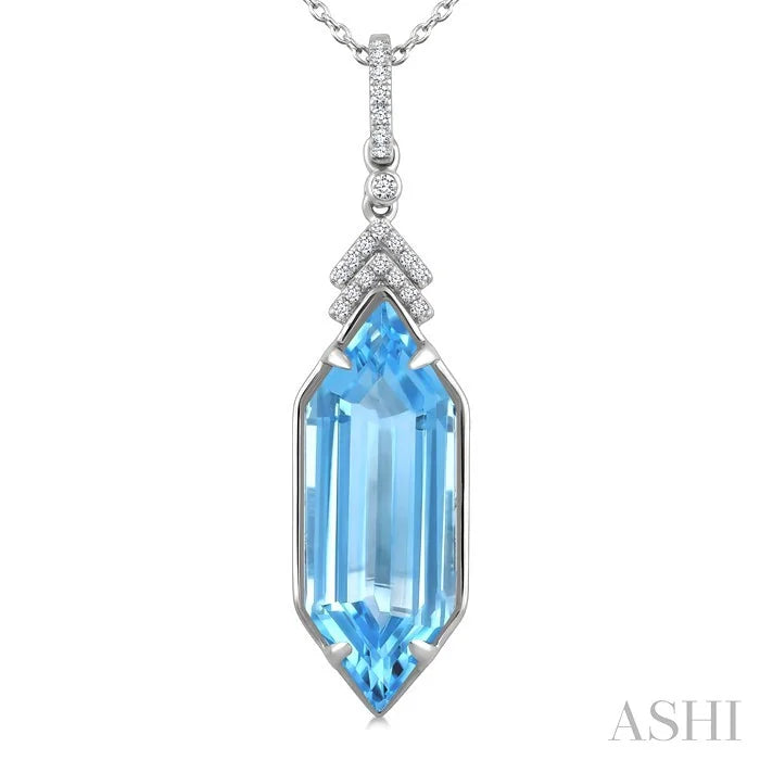 Evoque Gemstone Hexagon Shape & Diamond Pendant