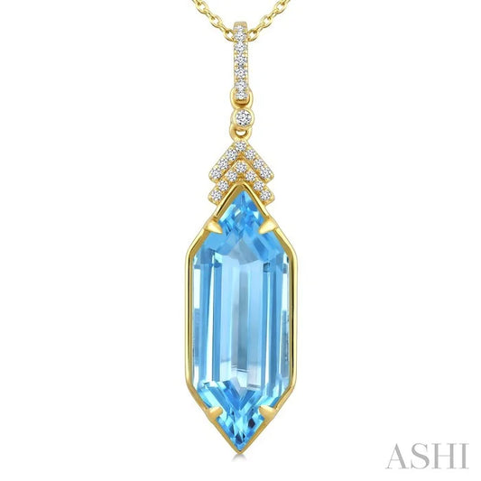 Evoque Gemstone Hexagon Shape & Diamond Pendant