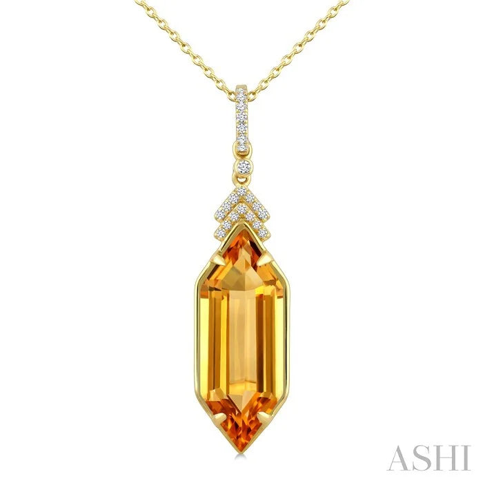 Evoque Gemstone Hexagon Shape & Diamond Pendant