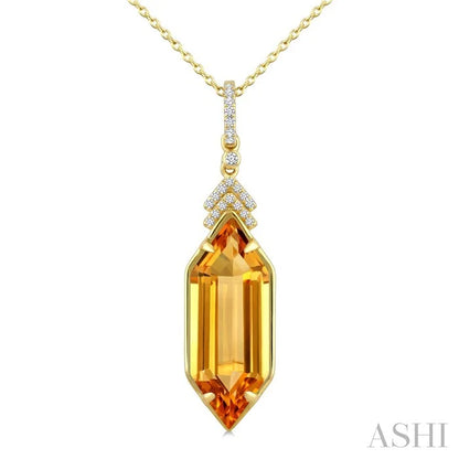 Evoque Gemstone Hexagon Shape & Diamond Pendant