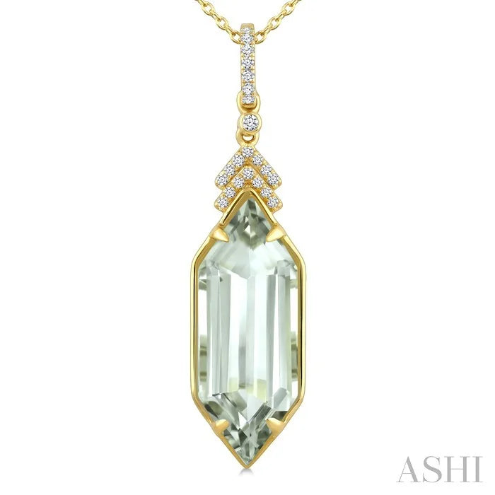 Evoque Gemstone Hexagon Shape & Diamond Pendant