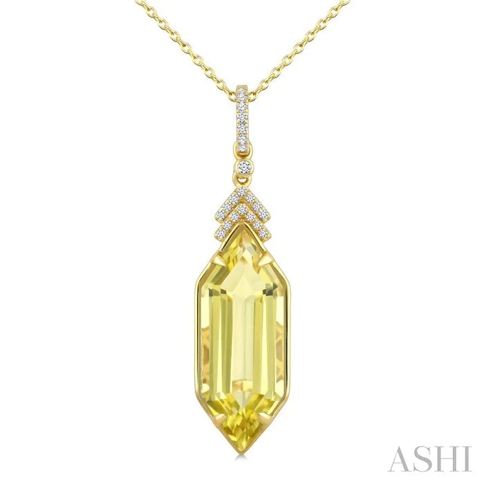 Evoque Gemstone Hexagon Shape & Diamond Pendant