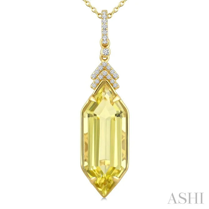 Evoque Gemstone Hexagon Shape & Diamond Pendant