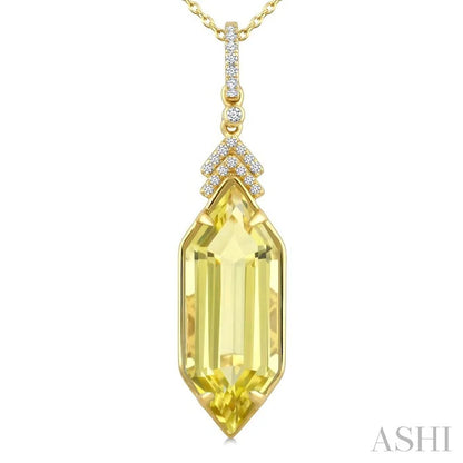 Evoque Gemstone Hexagon Shape & Diamond Pendant