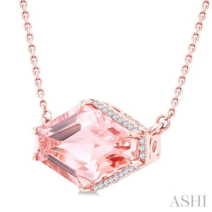 Evoque Gemstone Hexagon Shape & Halo Diamond Pendant