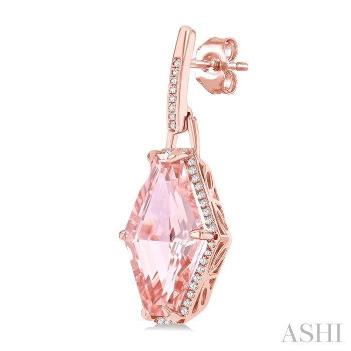 Evoque Gemstone Hexagon Shape & Halo Diamond Earrings