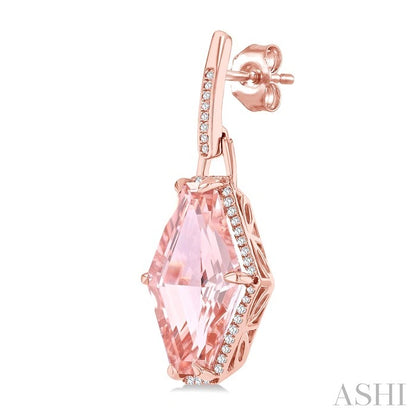Evoque Gemstone Hexagon Shape & Halo Diamond Earrings