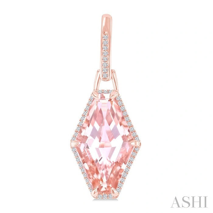 Evoque Gemstone Hexagon Shape & Halo Diamond Earrings
